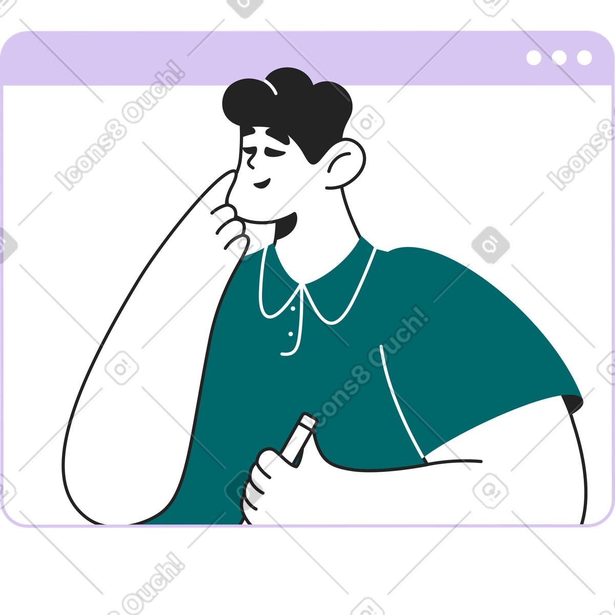 Ilustração de Homem na reunião zoom em no estilo Sammy Line para baixar em PNG, SVG