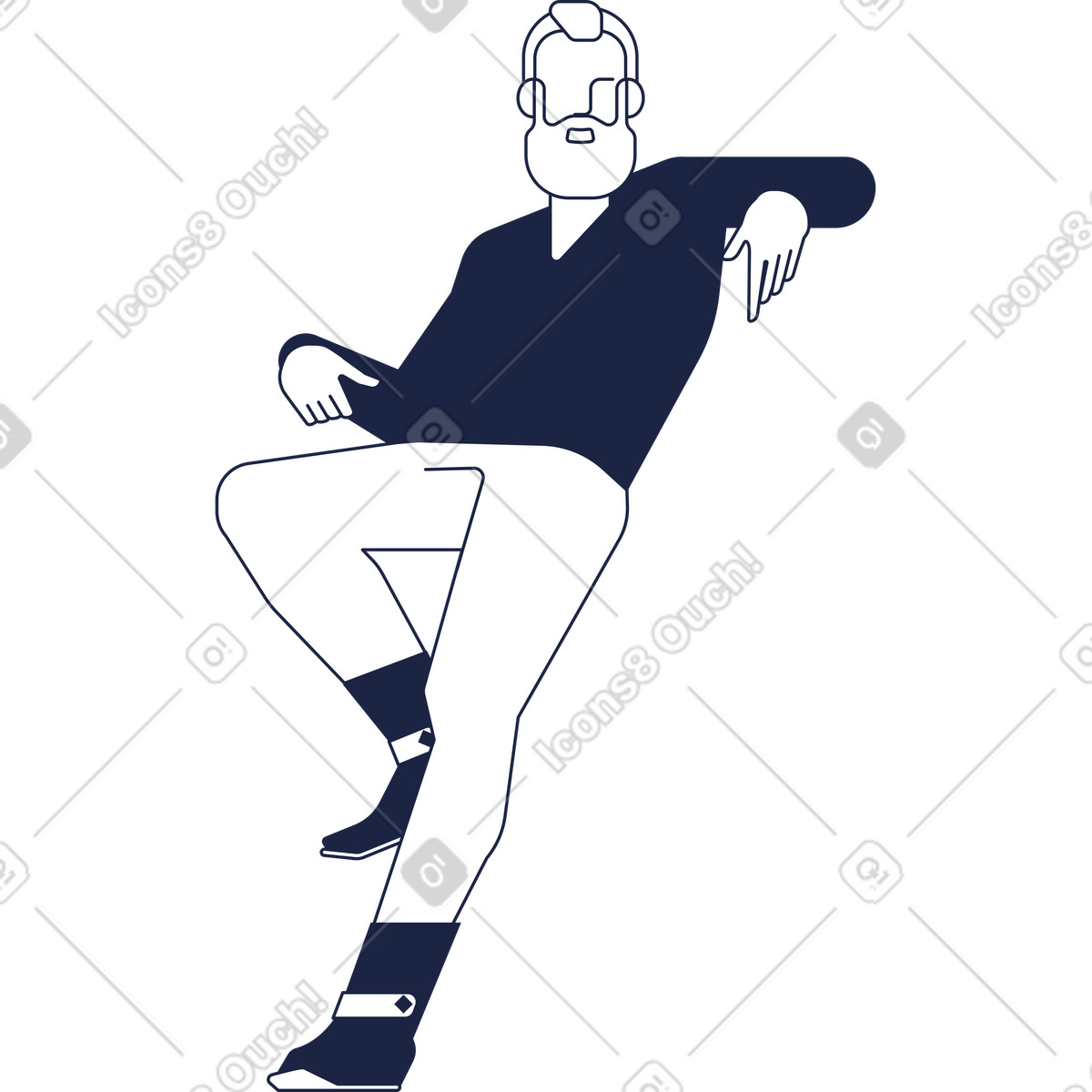 Urban Line スタイルの 老人ヒップスター のイラストをPNG、SVG形式でダウンロード
