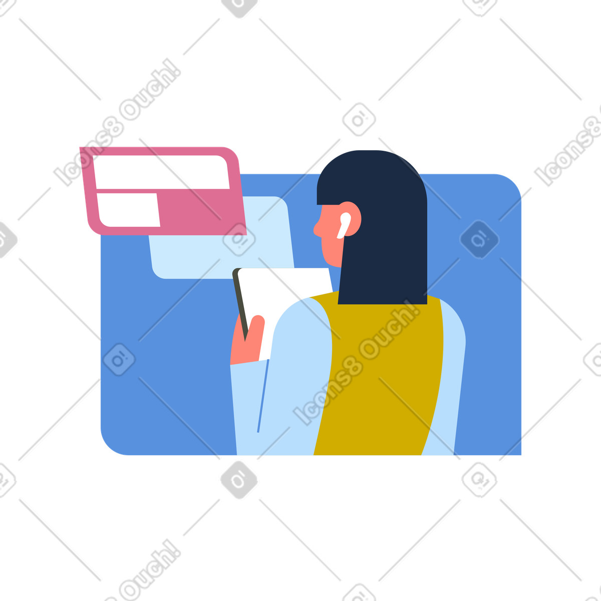 Controllo delle notifiche con gli auricolari illustrazione in stile Vector scarica in PNG, SVG