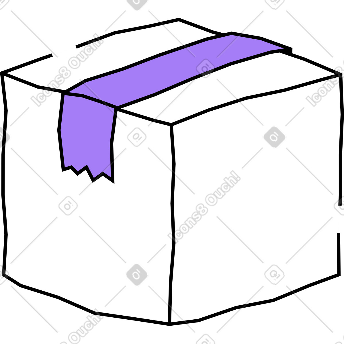 Closed box with tape illustration in Amethyst style download in PNG, SVG
