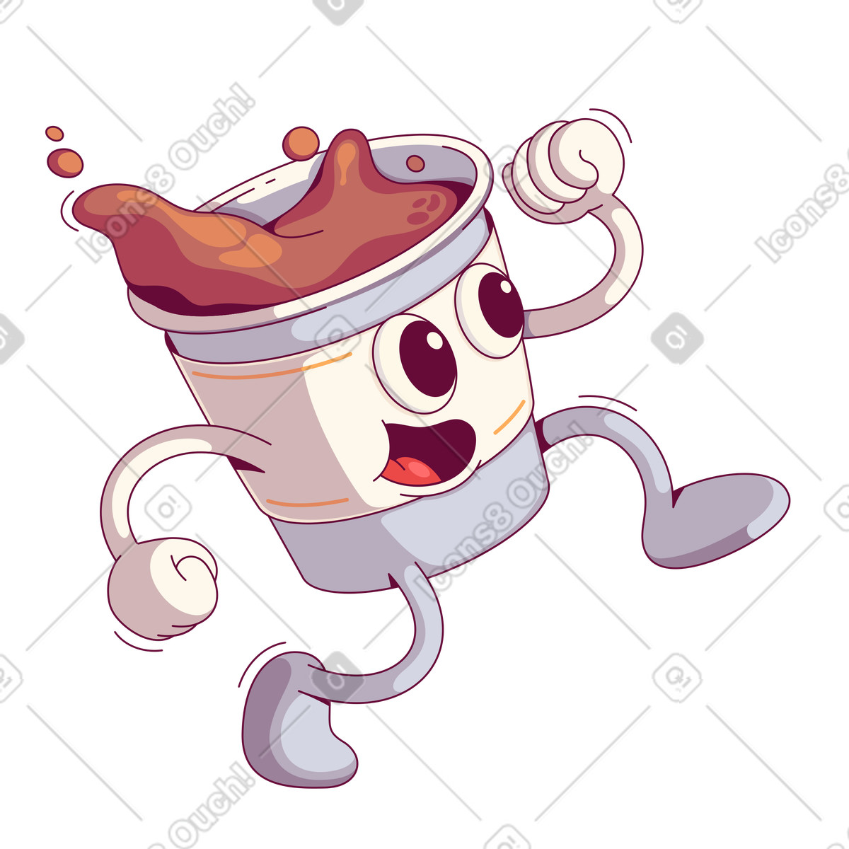 Lustiges tasse kaffeegehen-Illustration im Handy-Stil als Download in PNG, SVG