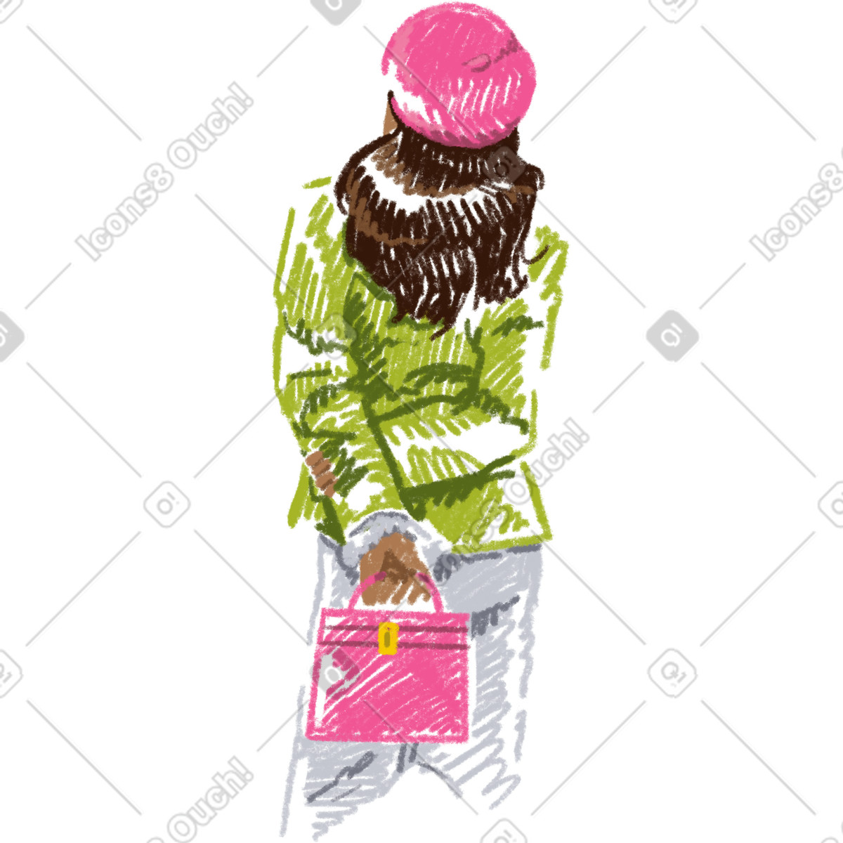 Ilustración Young woman in a beret en estilo Sketchbook descargar en PNG y SVG