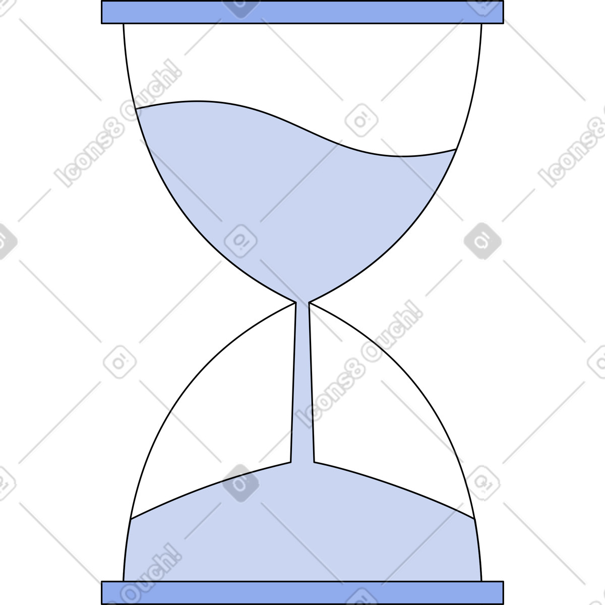 Blaue sanduhr-Illustration im Bloom-Stil als Download in PNG, SVG