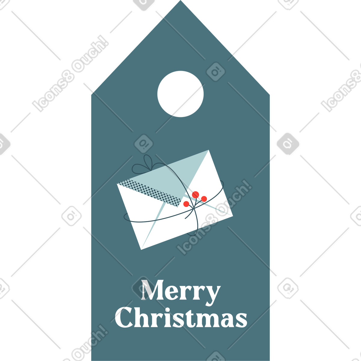 Ilustração de Envelope com placa identificação natal em no estilo Nordic para baixar em PNG, SVG
