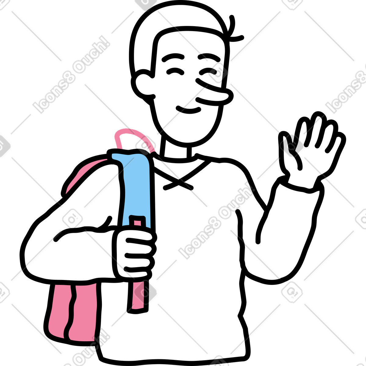 Illustration Homme agitant sa main dans le style Notes à télécharger aux formats PNG, SVG
