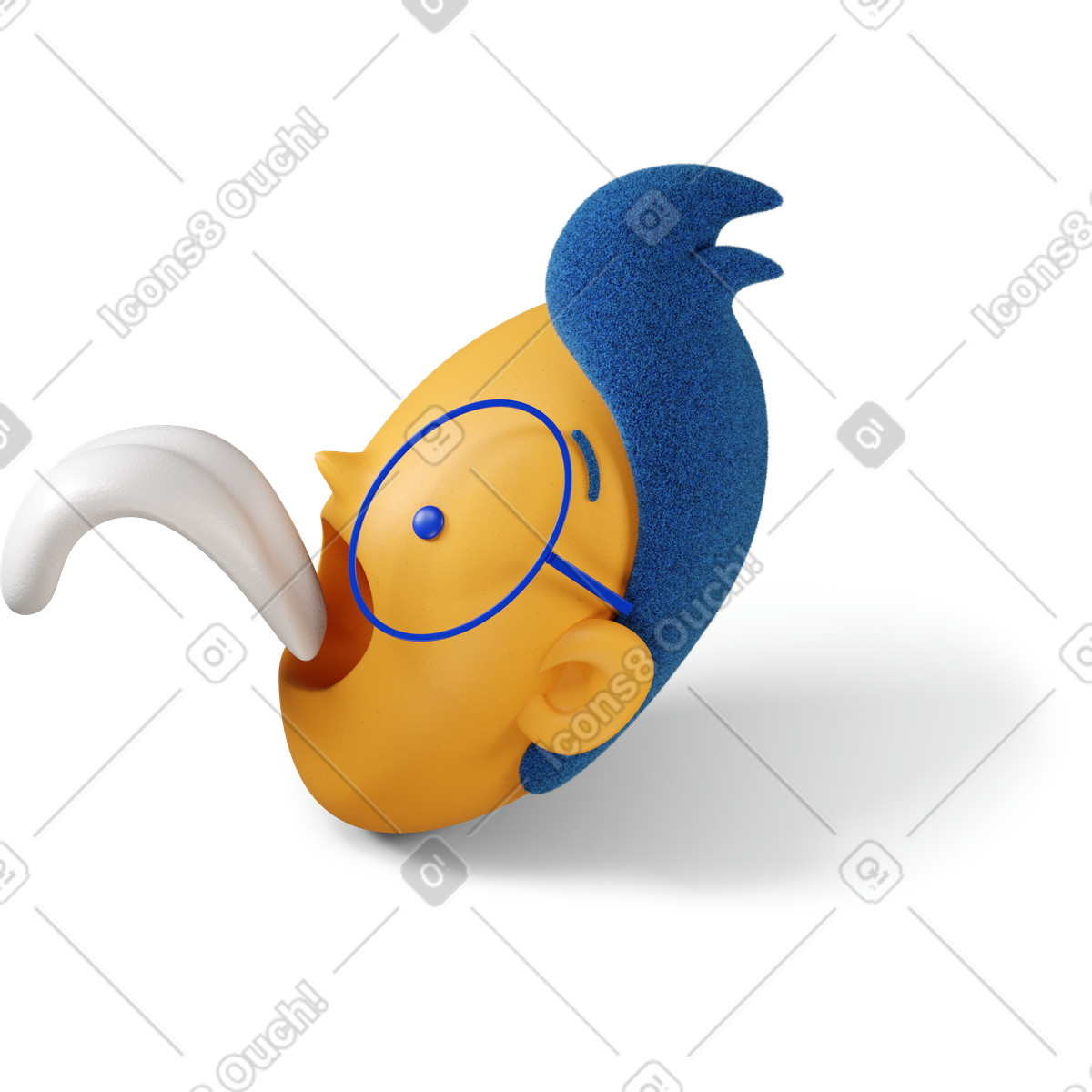 Kopf eines knaben mit herausgestreckter zunge nach links gedreht-Illustration im 3D Buddy-Stil als Download in PNG, SVG