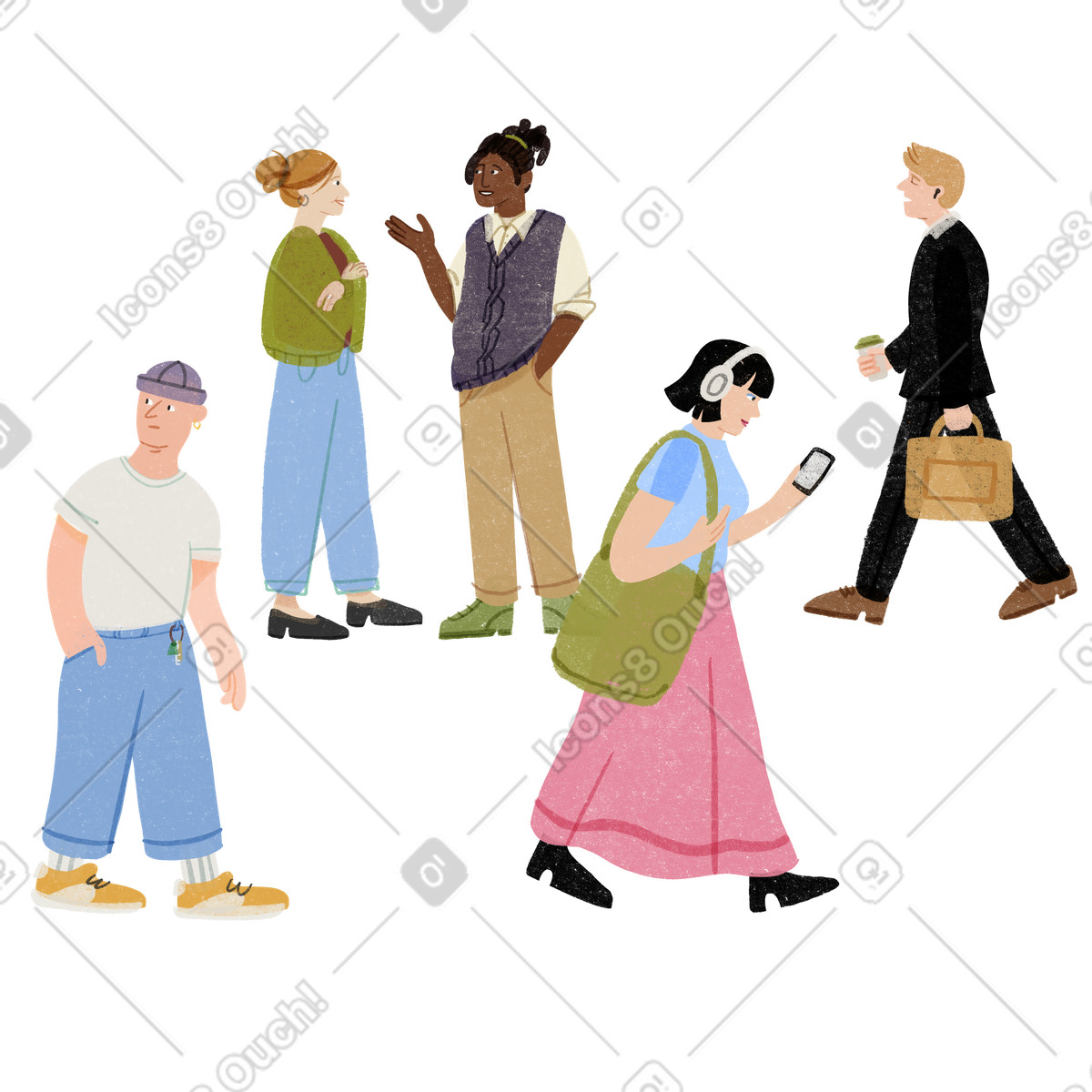 Folla vivace di persone illustrazione in stile Public scarica in PNG, SVG