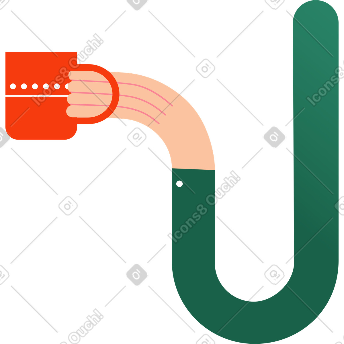 Ilustración Mano con taza en estilo Wavy a descargar en PNG y SVG