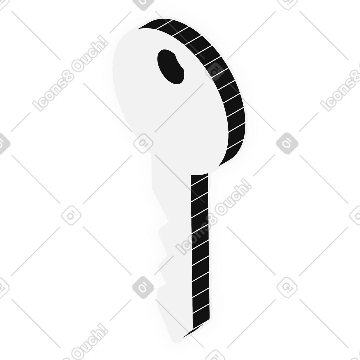 Security access white metal key illustration in Inverse style download in PNG, SVG