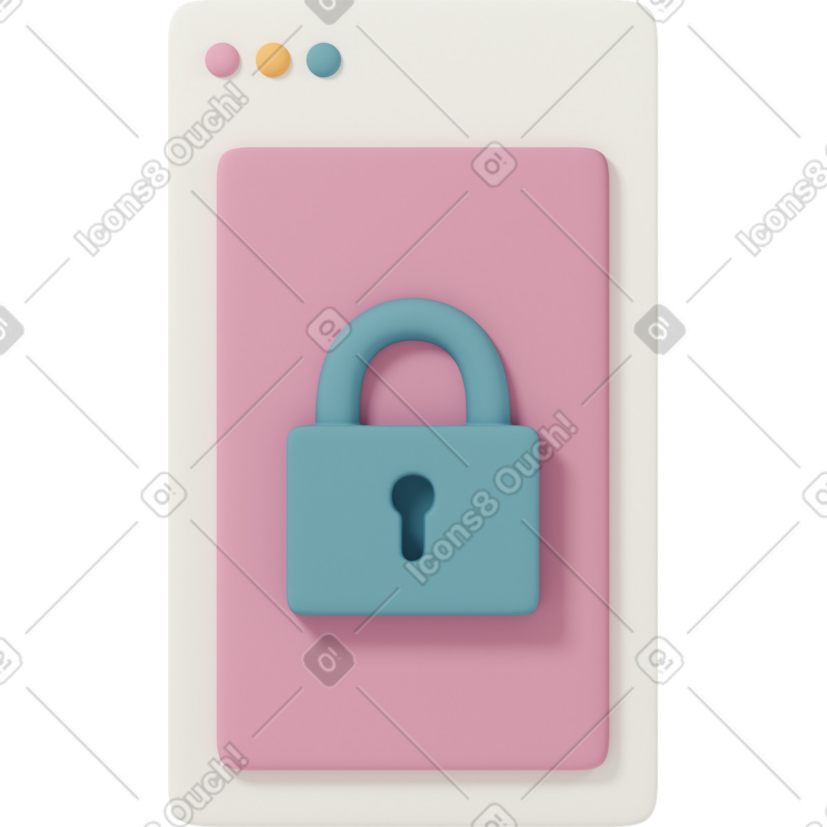 3D Casual life 스타일의 Browser tab and lock as security 일러스트레이션 PNG, SVG 다운로드