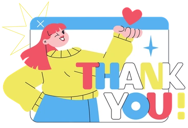 A woman expressing gratitude with a heart - Boba style illustration