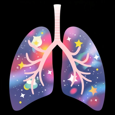 3D lungs filled with a swirling galaxy of stars and planets