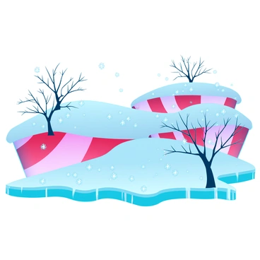 A snowy landscape with hills that look like candy cane swirls