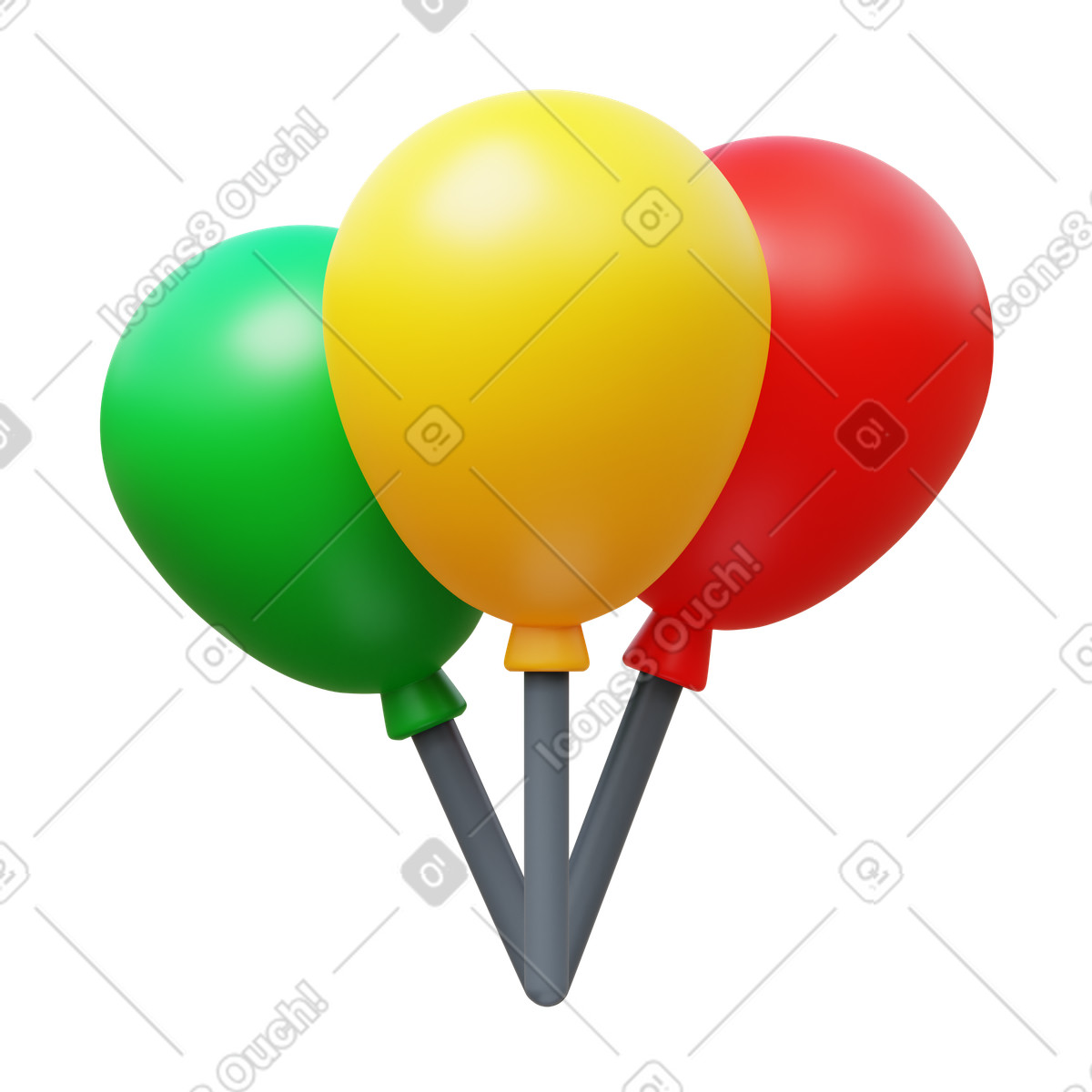 Ilustración Globos de fiesta en estilo 3D Fluency a descargar en PNG y SVG