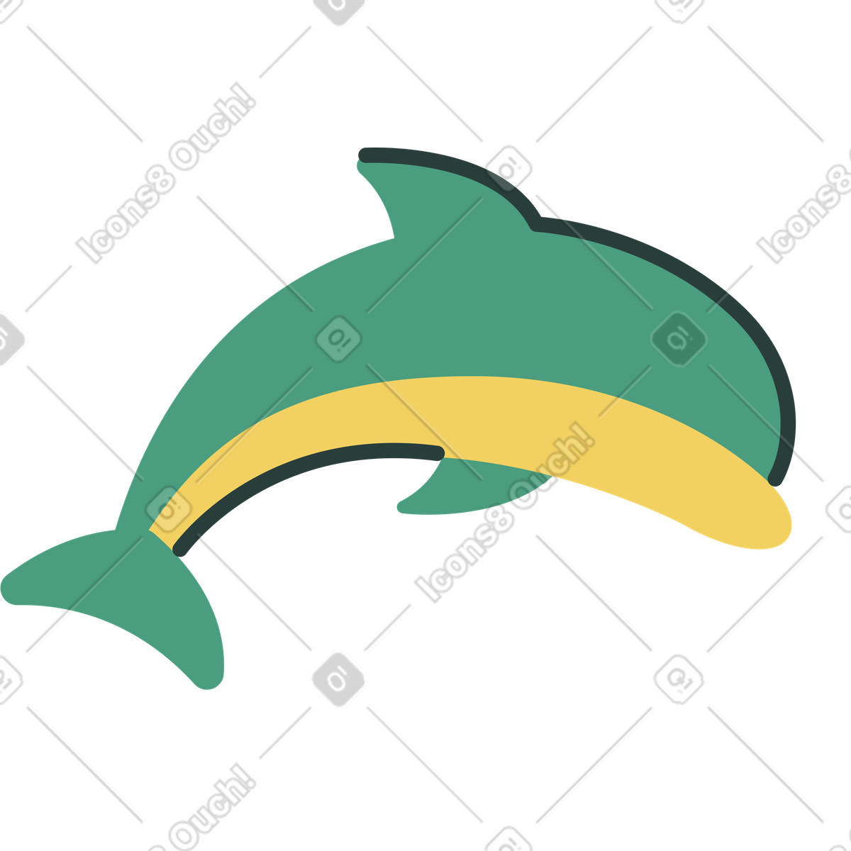 Dolphin illustration in Macaroni style download in PNG, SVG
