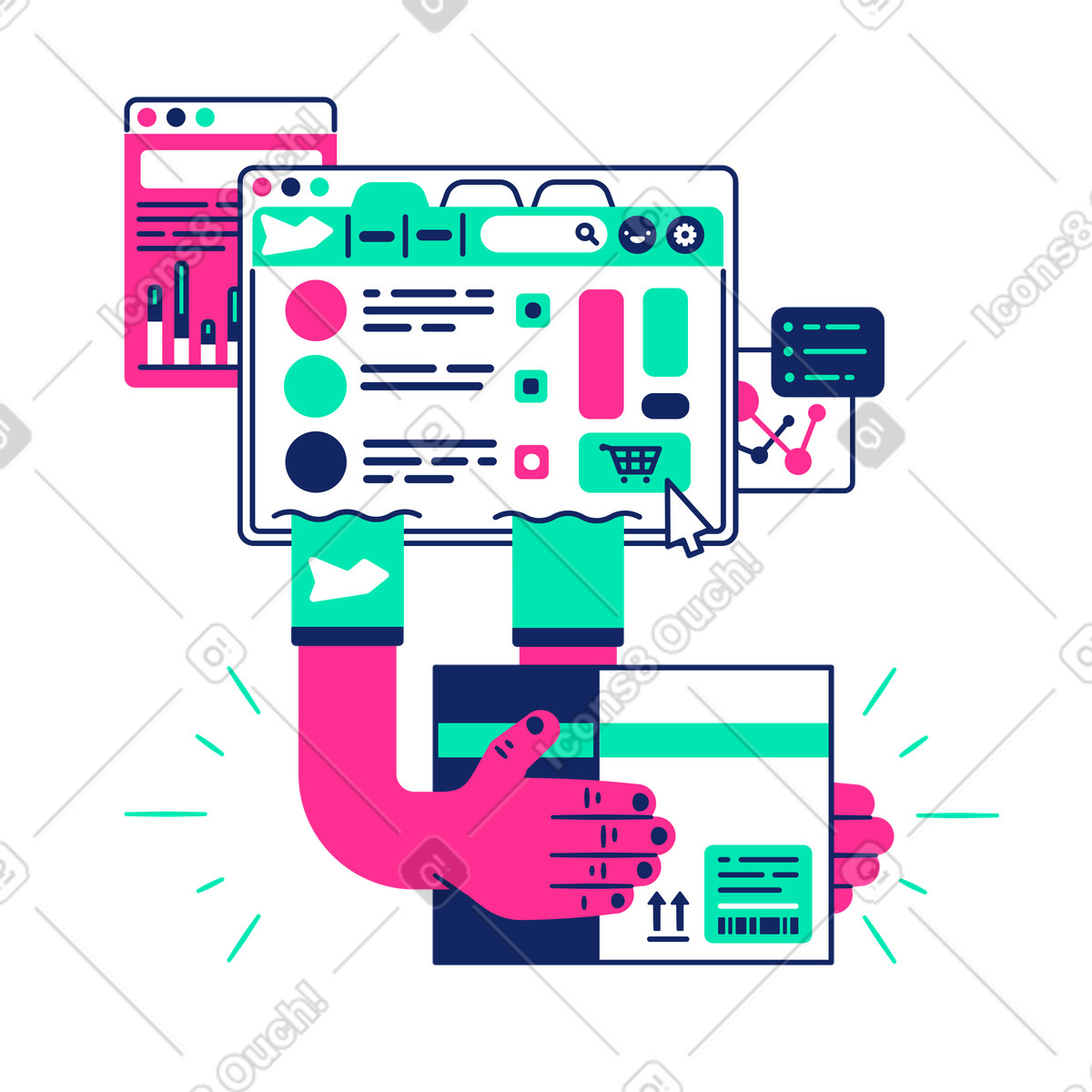 Fast order delivery from online store illustration in PNG, SVG