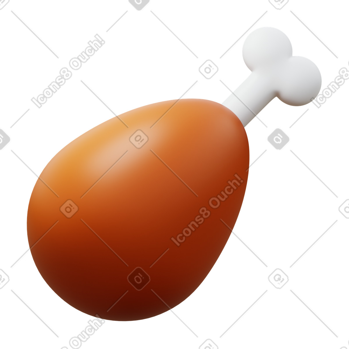 Ilustración Poultry leg en estilo 3D Fluency a descargar en PNG y SVG