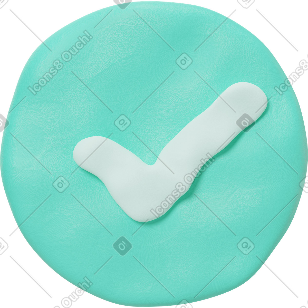 Green check mark button illustration in 3D Plastilina style download in PNG, SVG