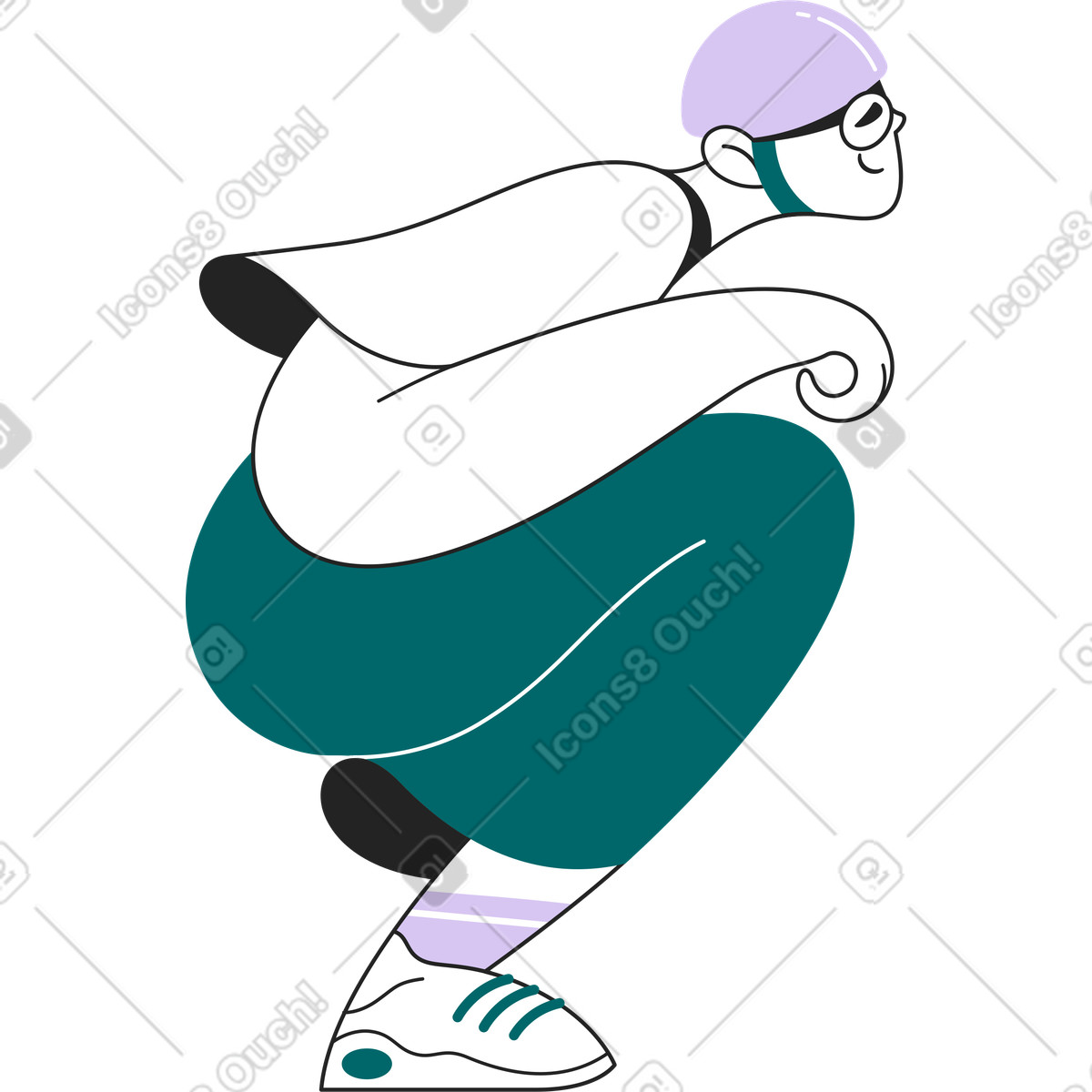 Ilustração de Menina em um capacete no estilo Sammy Line para baixar PNG, SVG
