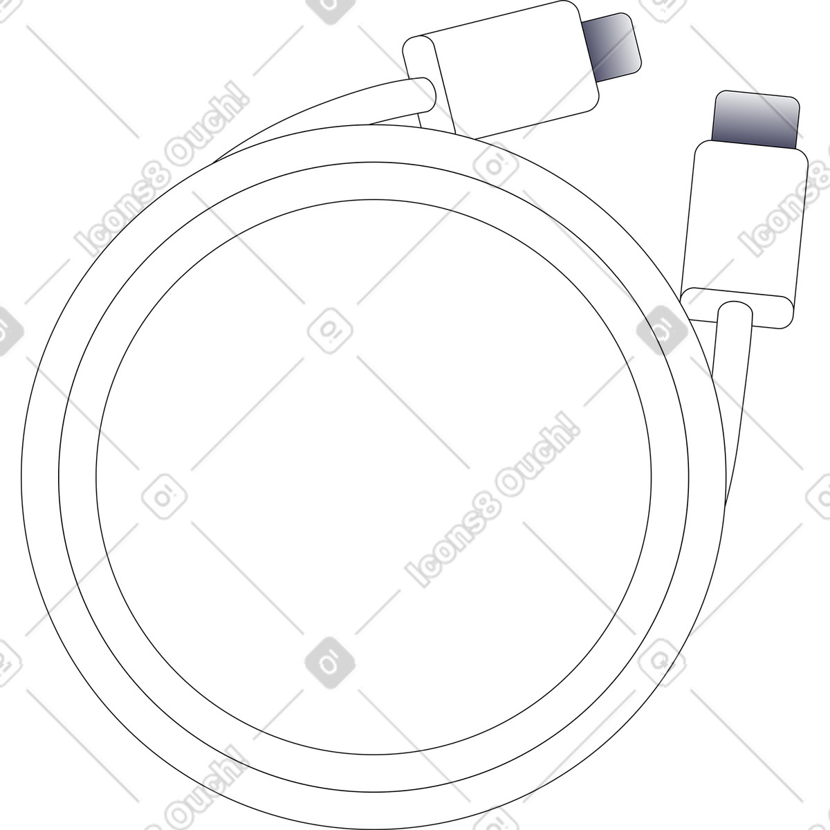 Ilustración Cable de carga en estilo Pop a descargar en PNG y SVG