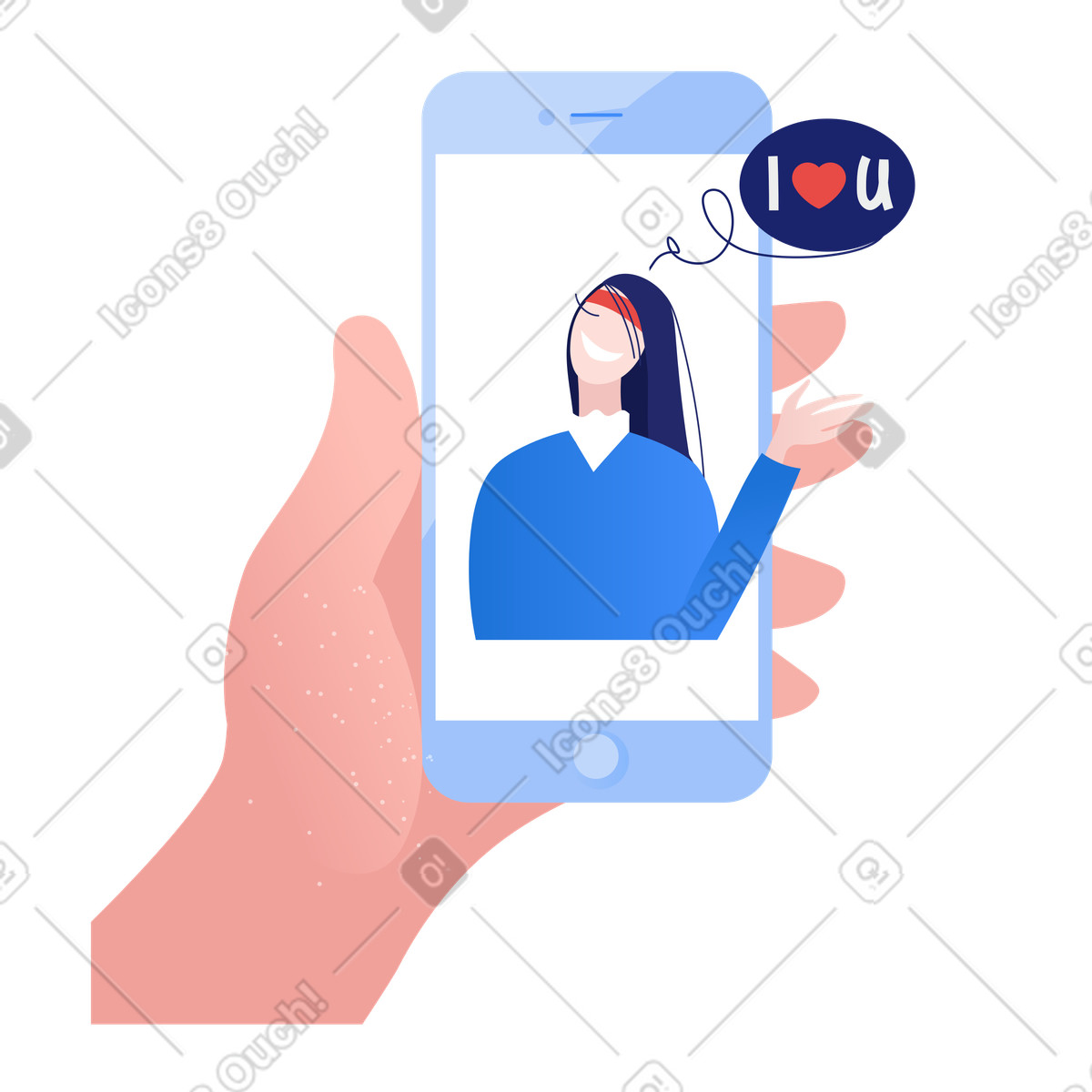 Ilustración Mensaje "te amo" en estilo Clip a descargar en PNG y SVG