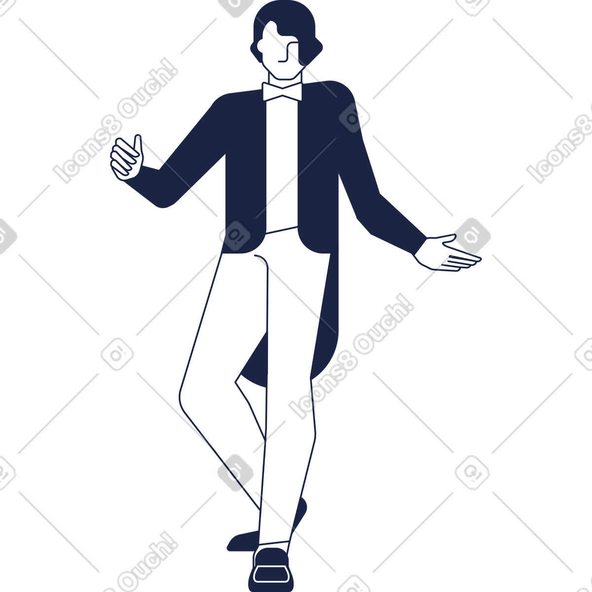 Man inviting line illustration in Urban style download in PNG, SVG