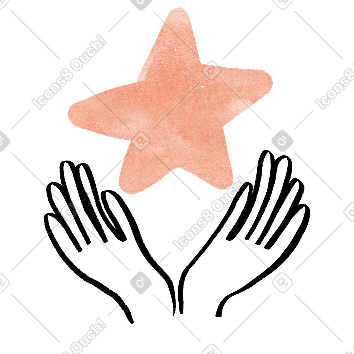 Rating star icon for review score feedback and quality evaluation-Illustration im Hand-drawn animation-Stil als Download in PNG, SVG