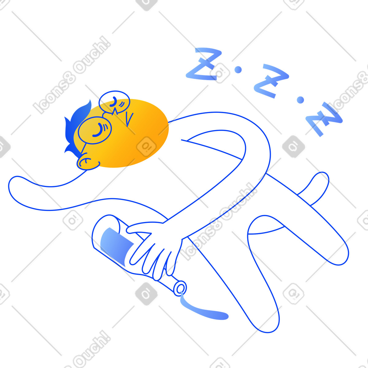 下载 Buddy 风格的 Offline user mode, Disconnection or logged out page 动画插图，支持 GIF、Lottie （JSON）、AE 格式