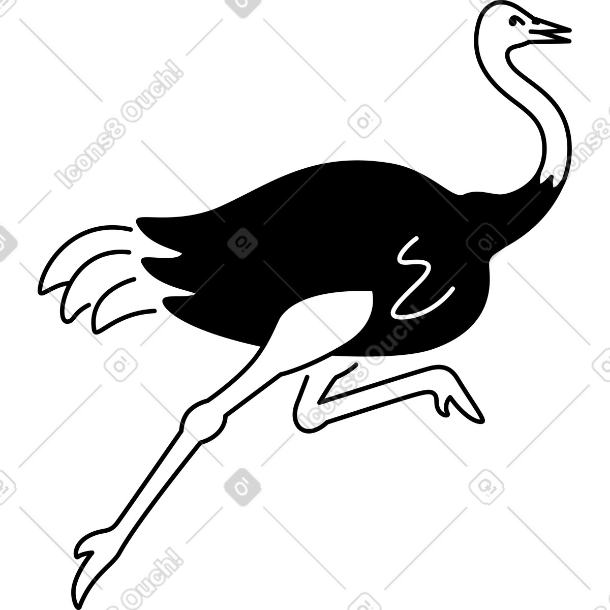 Illustration animée Autruche dans le style Transistor à télécharger aux formats GIF, Lottie (JSON), AE