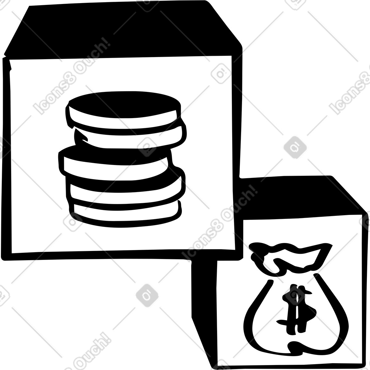 Cubes for storing money illustration in Line style download in PNG, SVG