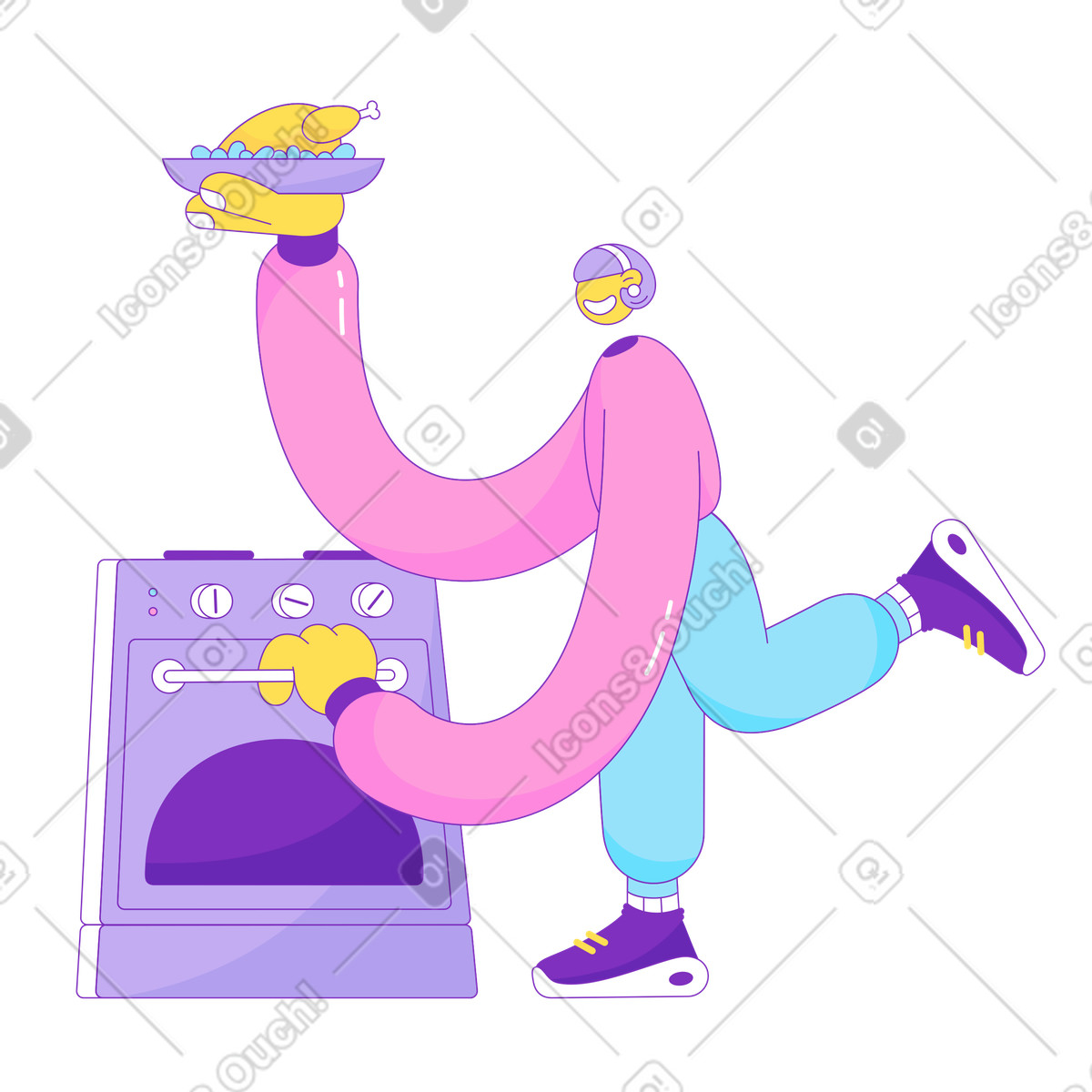 Girl preparing Thanksgiving dinner illustration culinary clipart graphic for projects