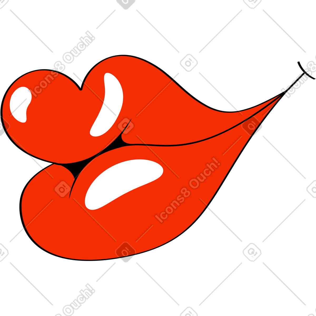 Lips animated illustration in Looney style download in GIF, Lottie (JSON), AE