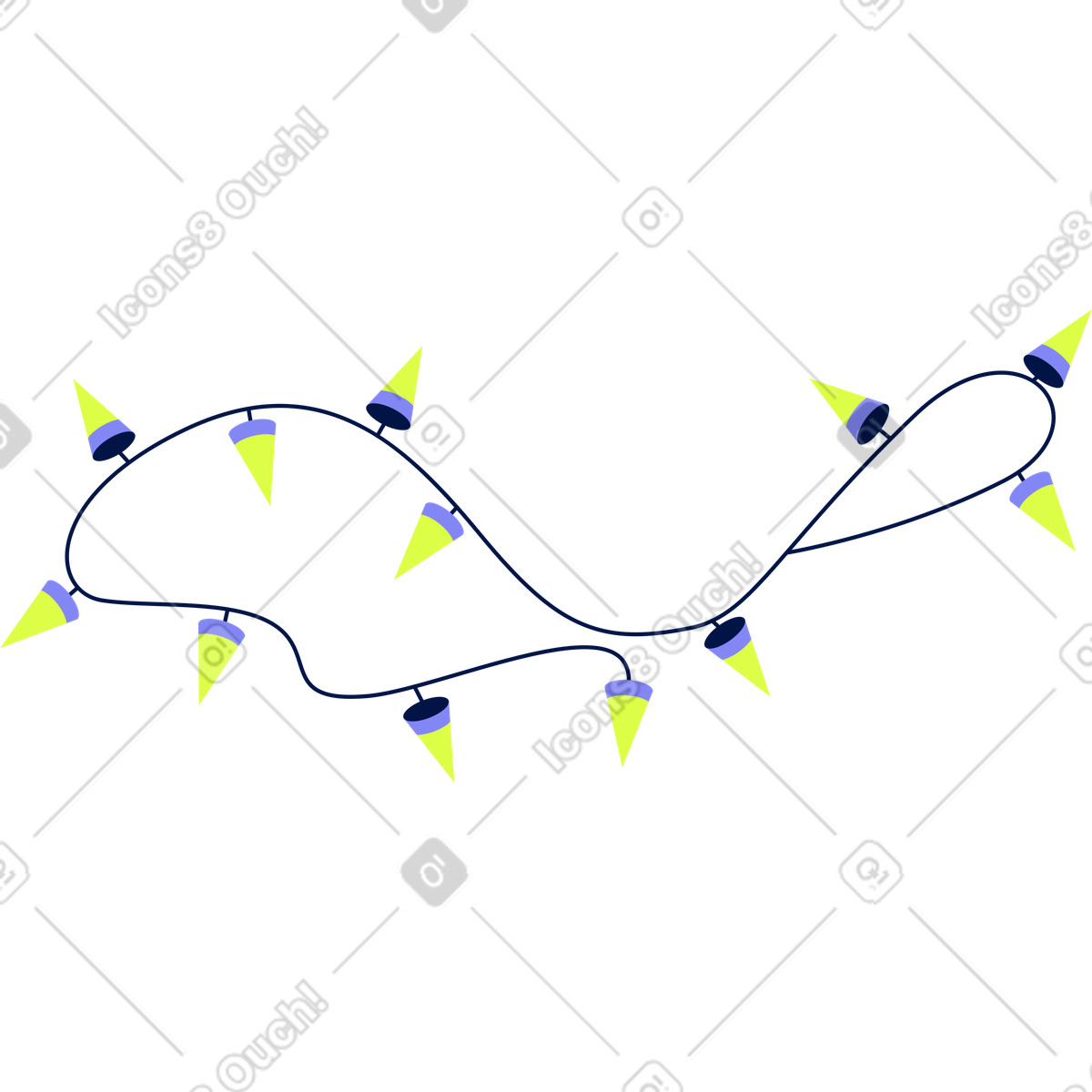 Christmas lights illustration in Glow style download in PNG, SVG
