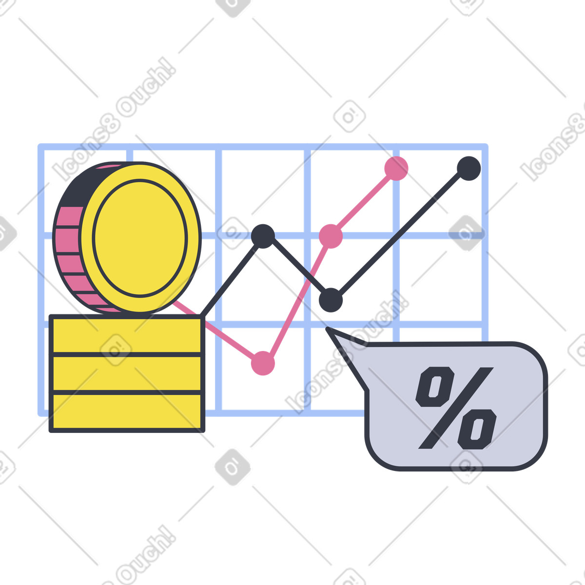 Crescita del capitale con grafico lineare illustrazione in stile Abstract scarica in PNG, SVG