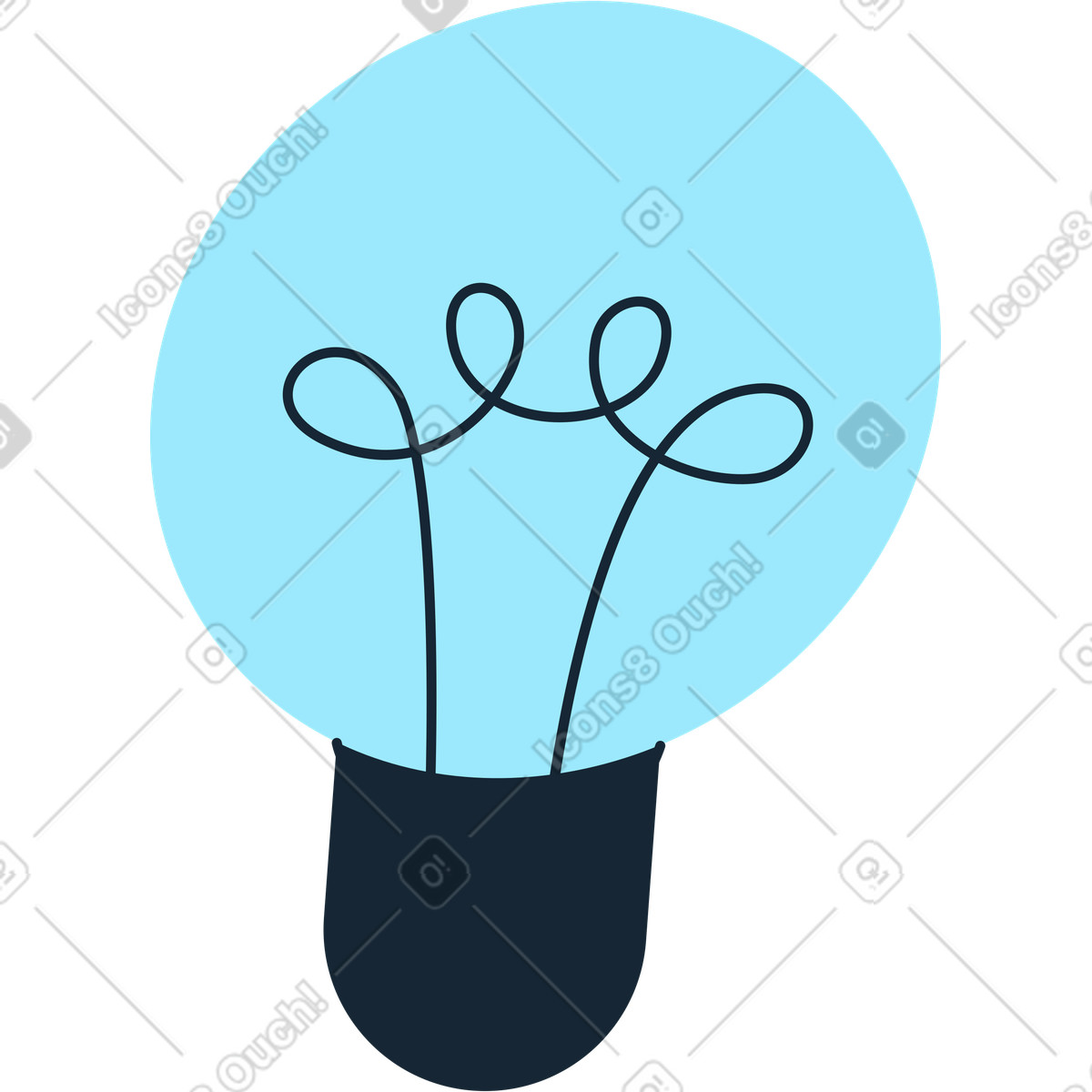 Tilted lightbulb illustration in Indigo style download in PNG, SVG