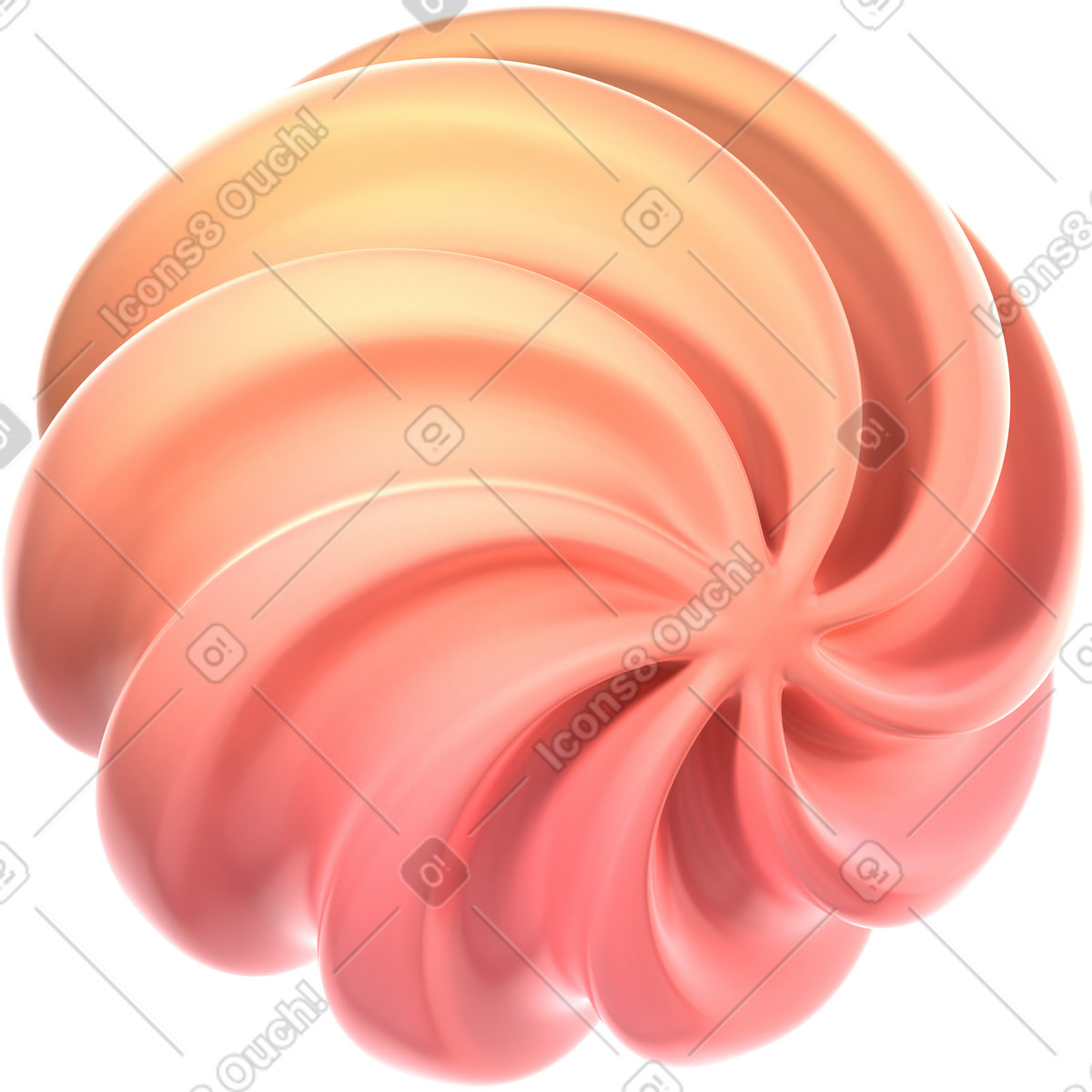 Ilustración Esfera gradiente retorcida en estilo 3D Glassy a descargar en PNG y SVG