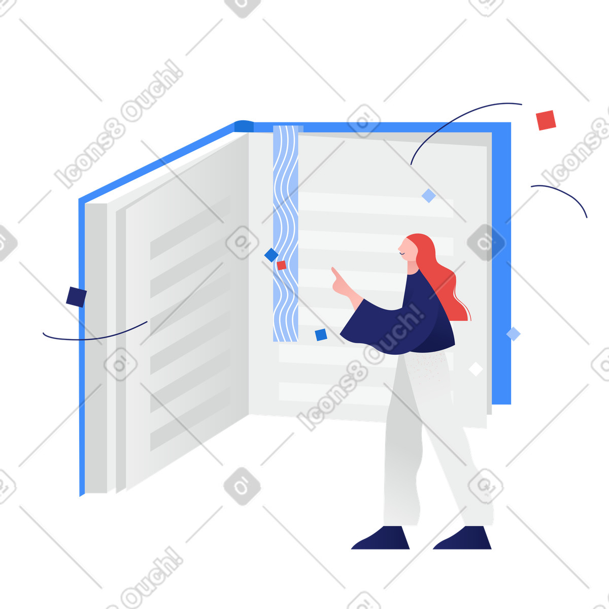 Ein buch lesen-Illustration im Clip-Stil als Download in PNG, SVG