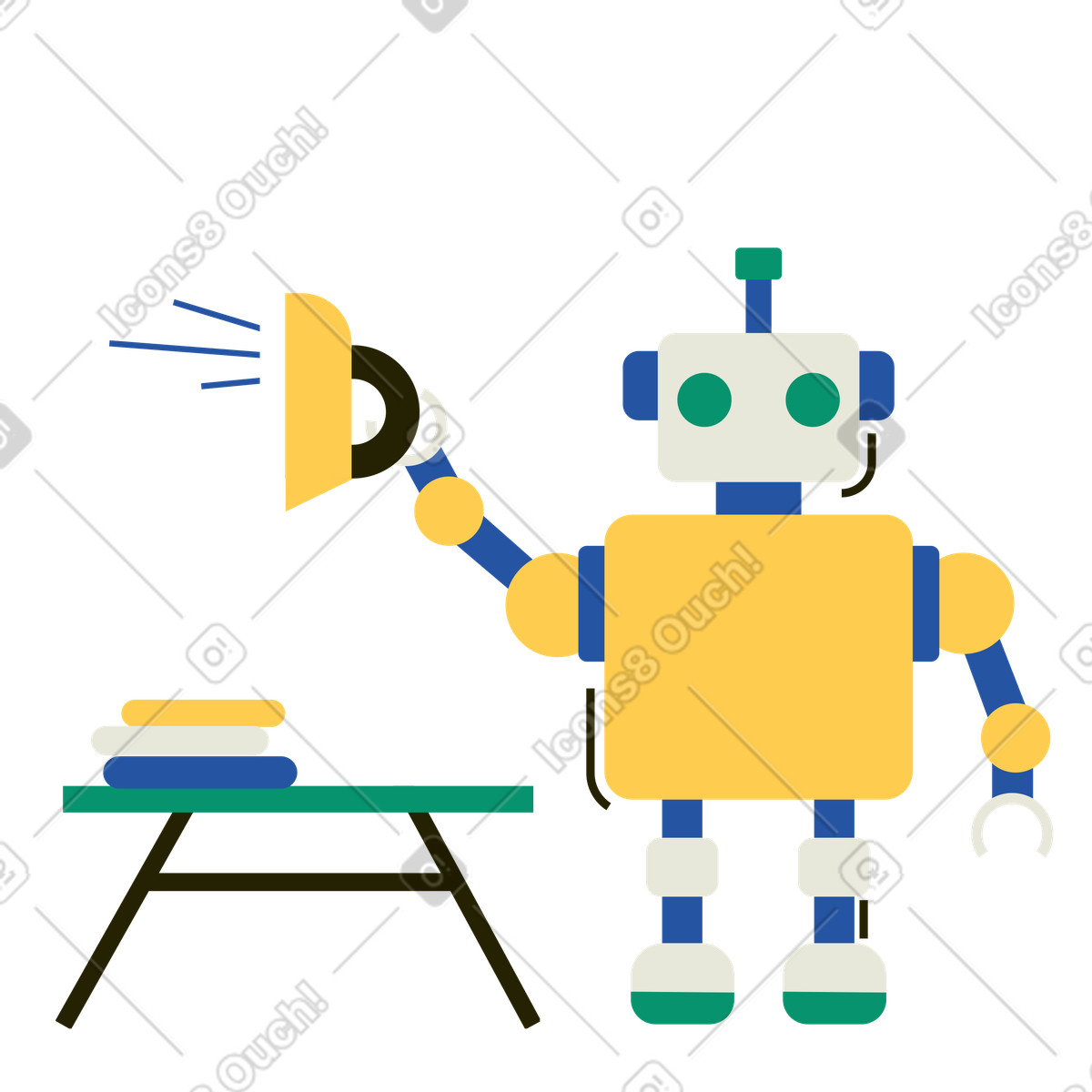 Robot ironing machine illustration in Spot style download in PNG, SVG