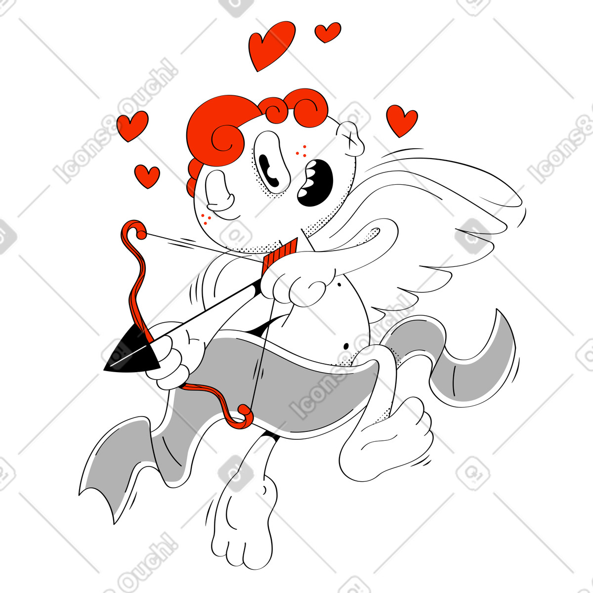Иллюстрация Cupid dressed in banner aiming with bow в стиле Looney — скачать в форматах PNG, SVG
