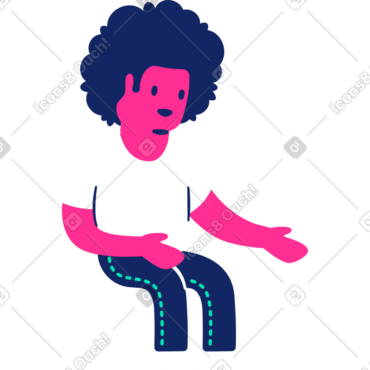 Uomo seduto illustrazione in stile Cyborg scarica in PNG, SVG