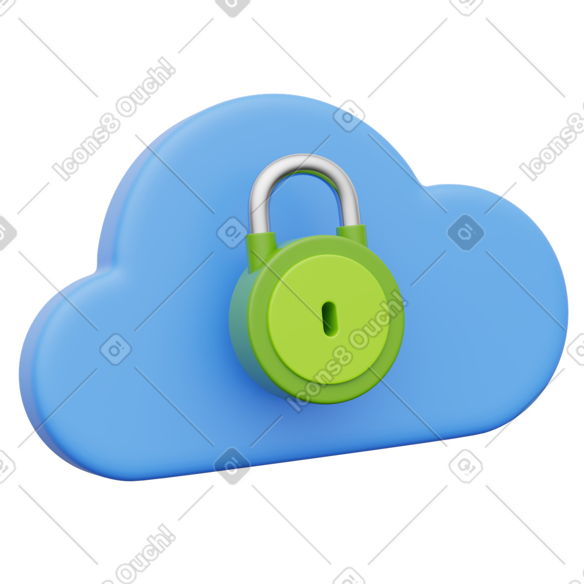 Ilustração de Cloud storage privacy lock for restricted access to online information em no estilo 3D Playful para baixar em PNG, SVG