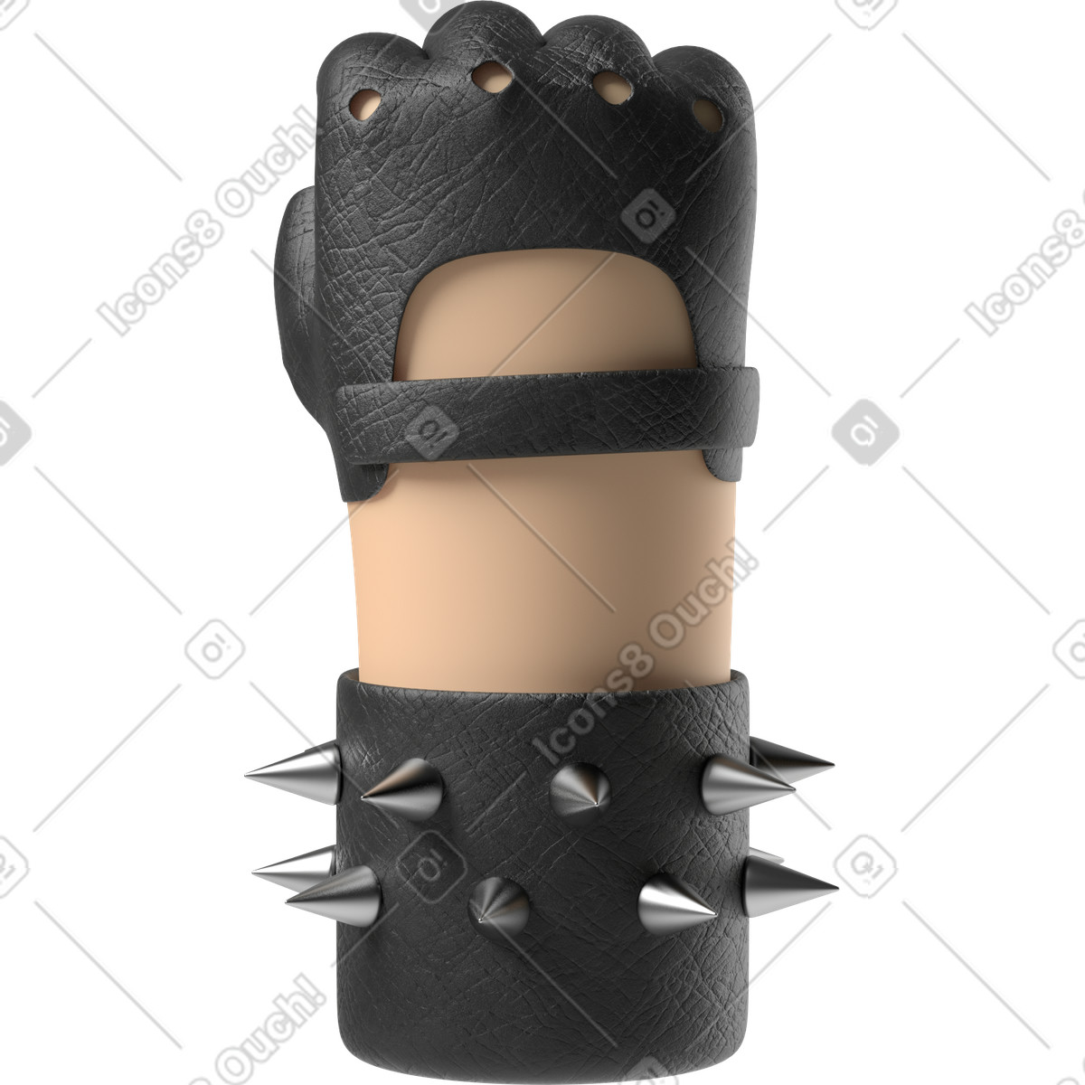 Punto di vista posteriore un pugno alzato della mano pallida pelle del rocker illustrazione in stile 3D Hands Fun&Wild scarica in PNG, SVG