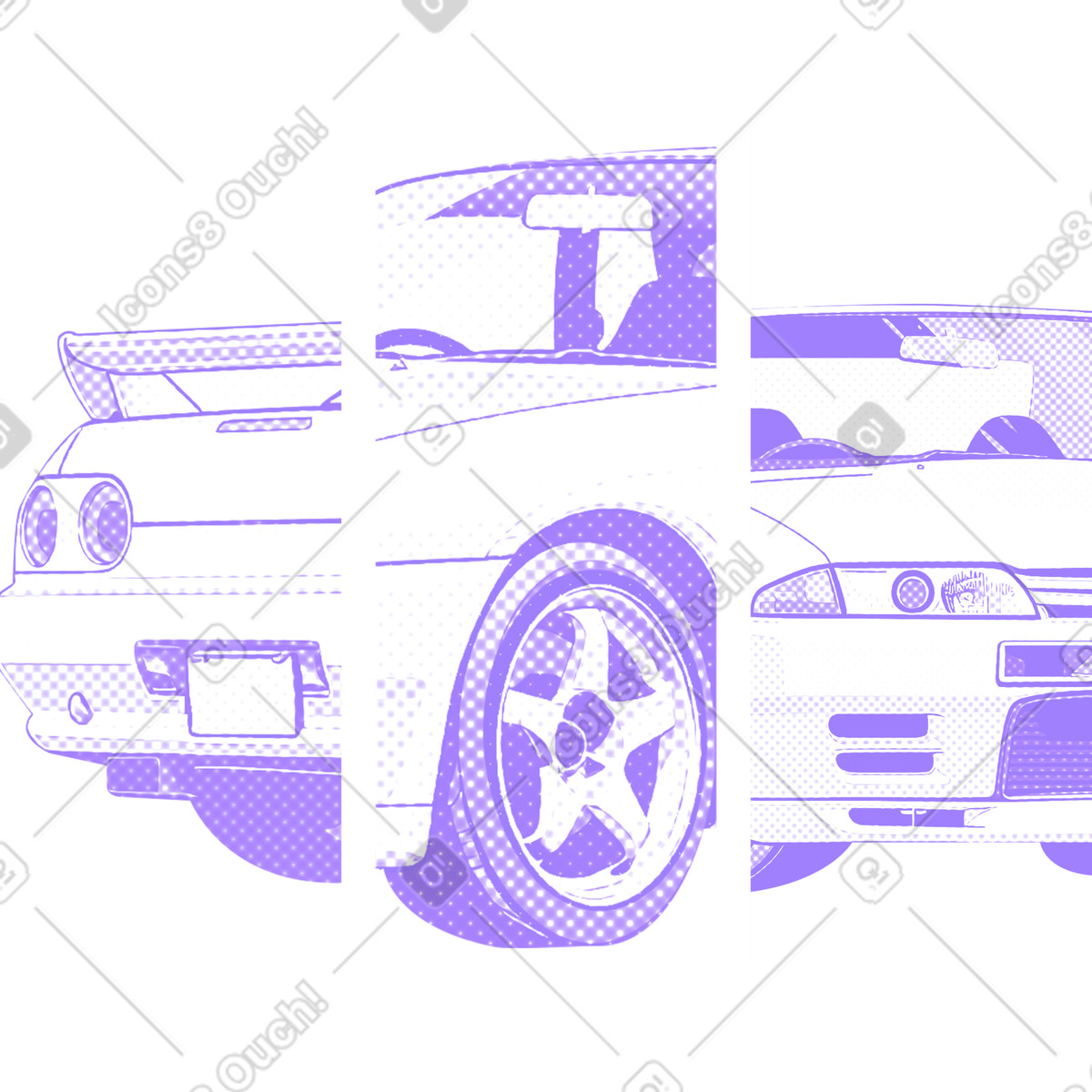 Nissan skyline r background illustration in Halftone style download in PNG, SVG