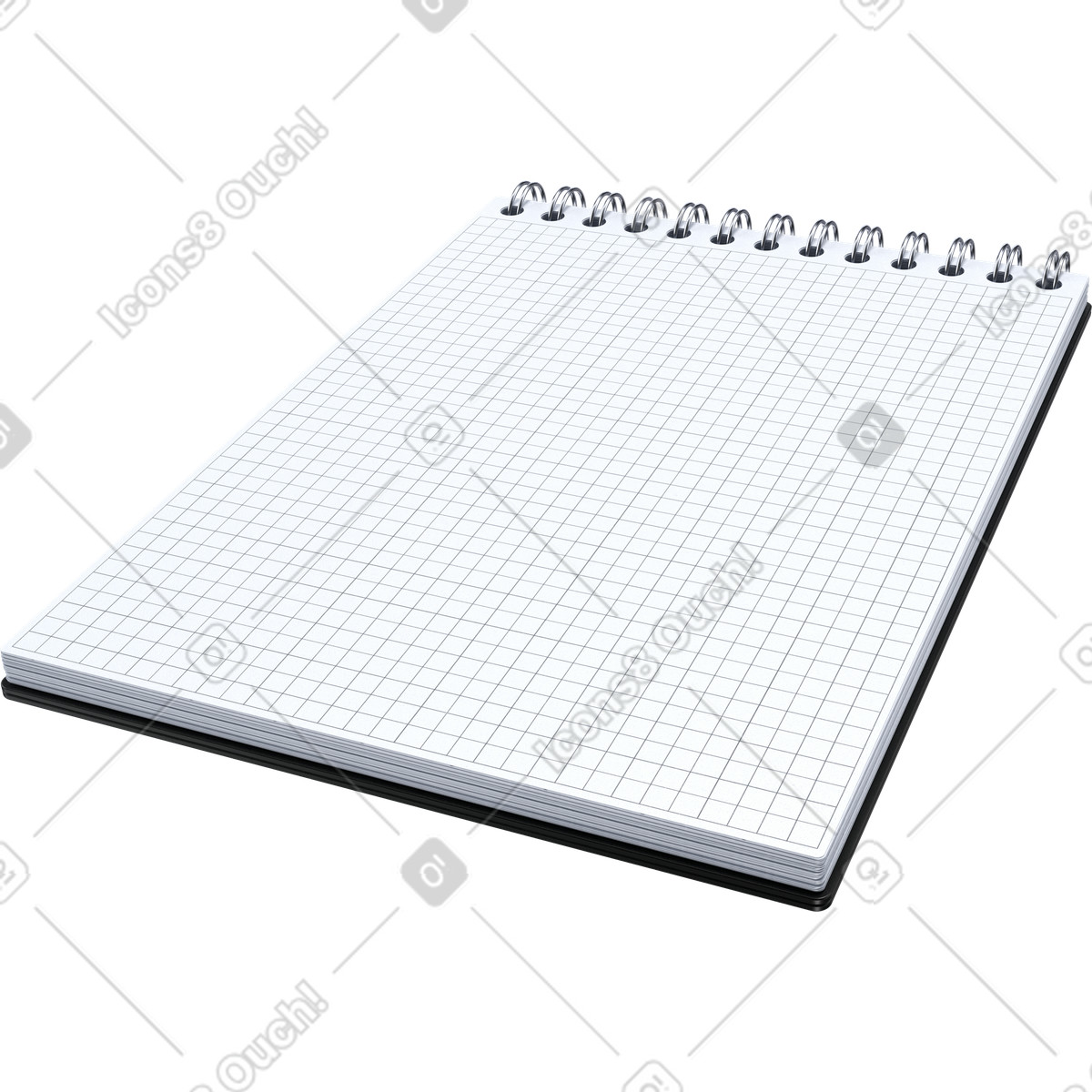 Grid notebook, structured notes, work planning illustration in PNG, SVG