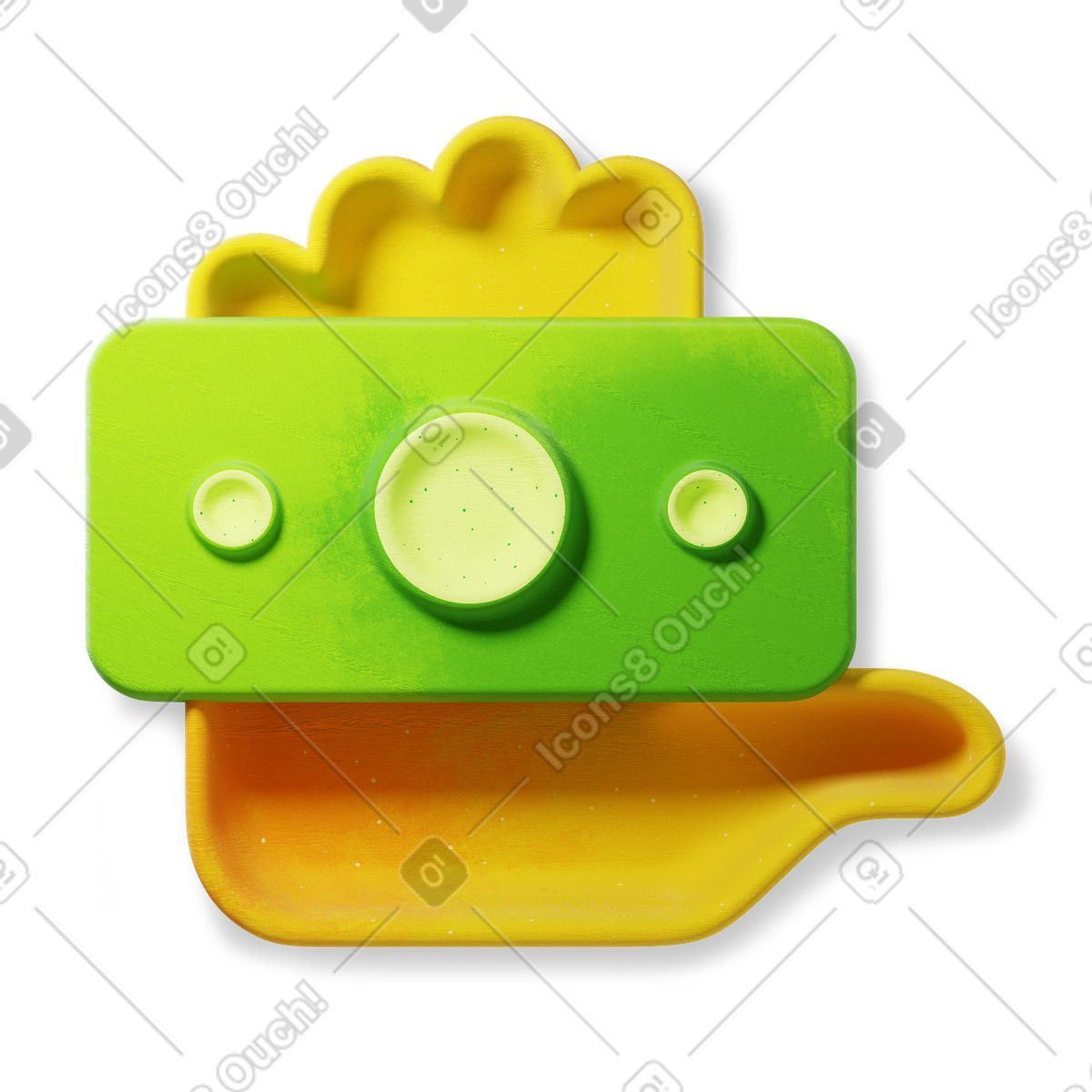 Hand carrying currency note indicating budgeting wealth management illustrazione in stile 3D Microsoft Fluent illustration scarica in PNG, SVG