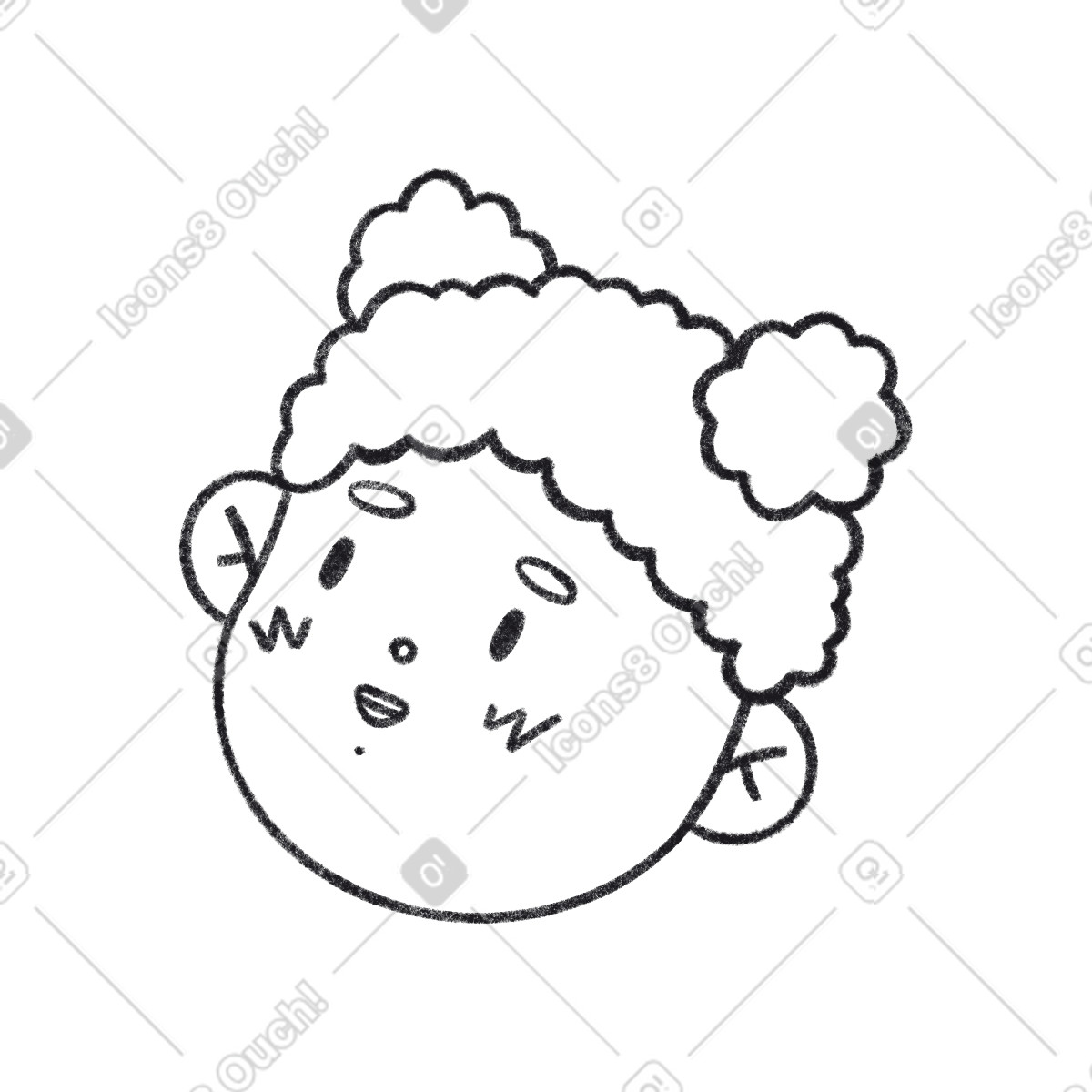 Иллюстрация Smiling girl with curly hair в стиле Bonbon Line — скачать в форматах PNG, SVG