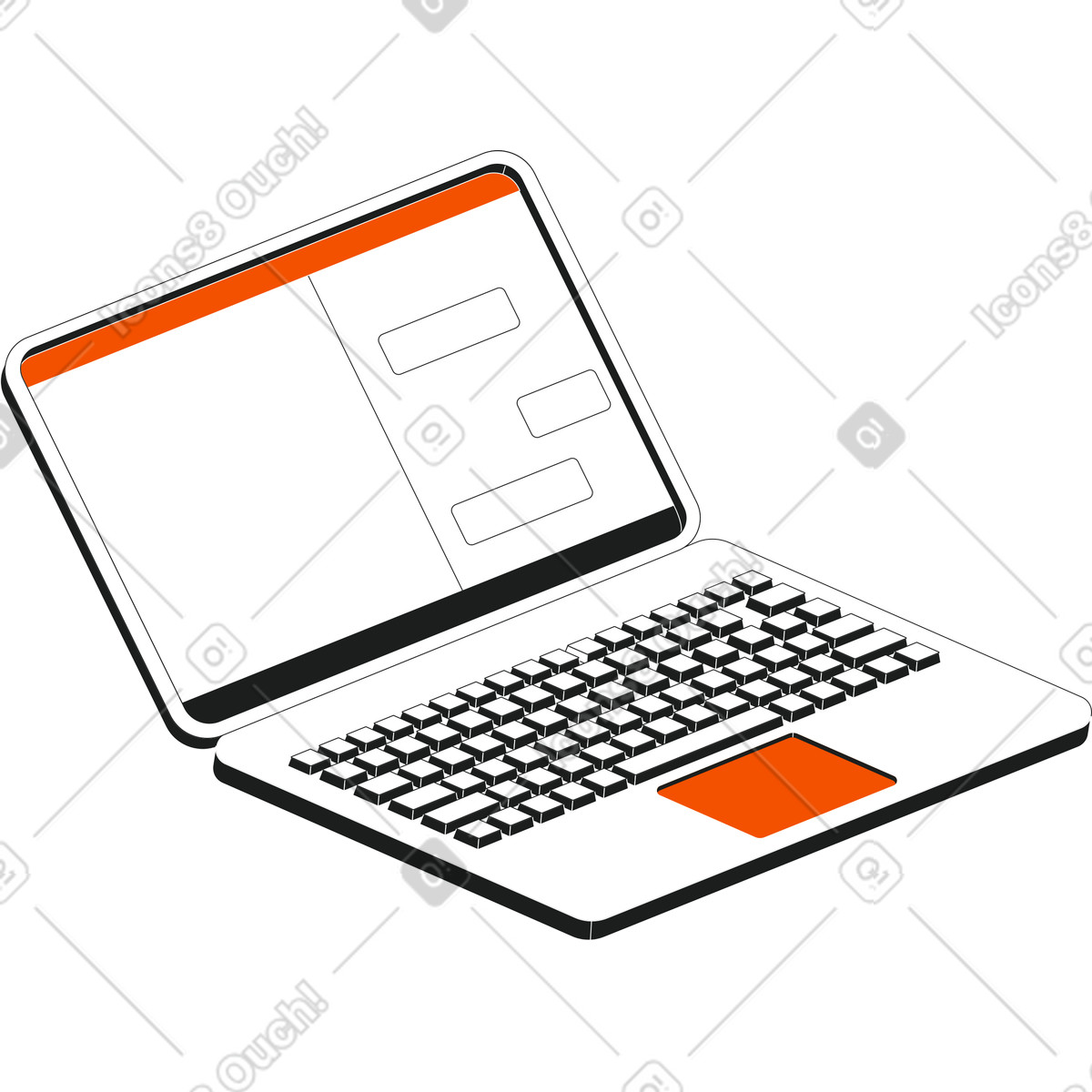 Laptop illustration in Strict style download in PNG, SVG