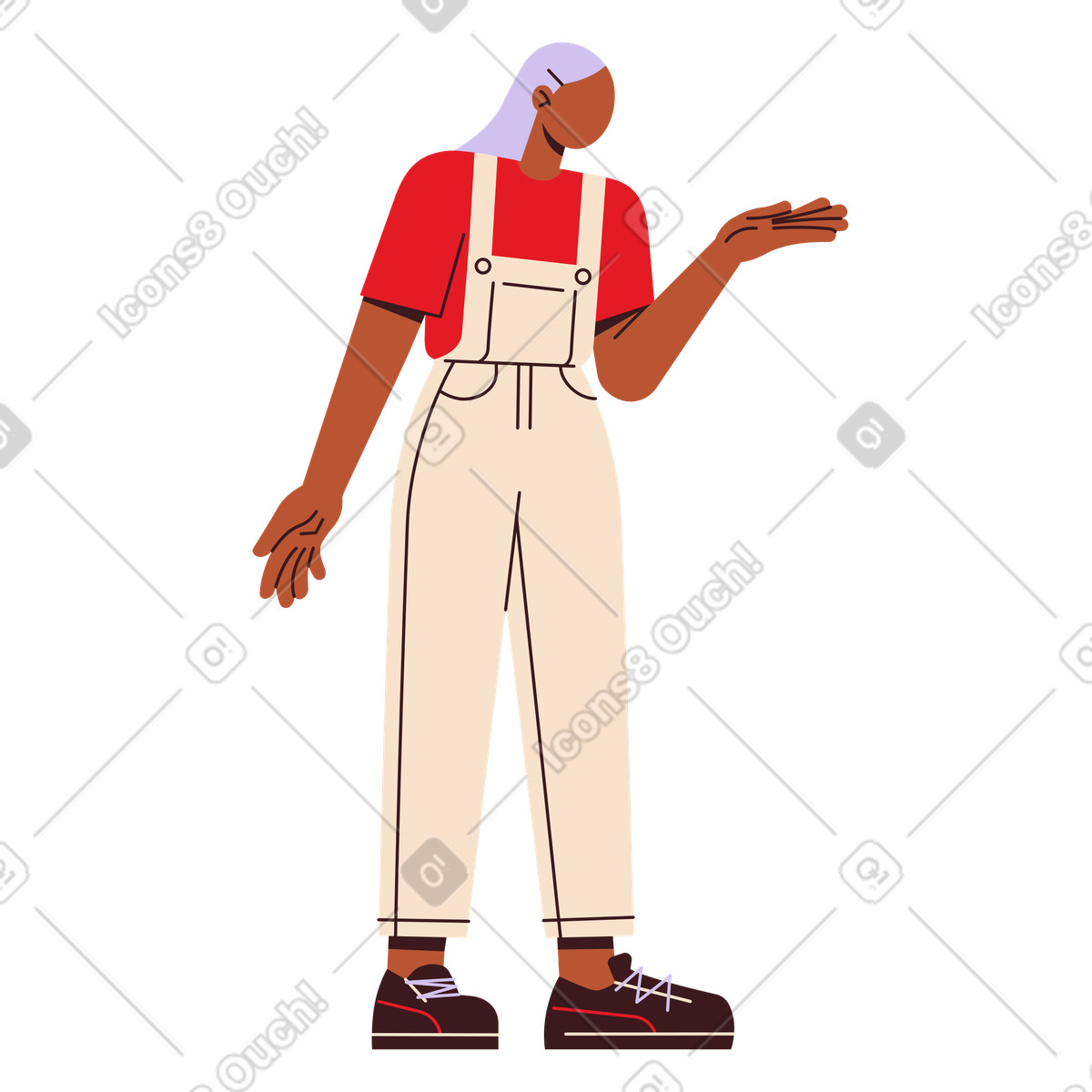 Gesturing young woman illustration in Folks style download in PNG, SVG