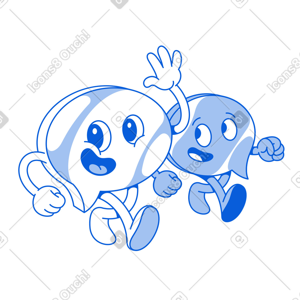 Illustration Bulles d'amis dans le style Handy Line à télécharger aux formats PNG, SVG