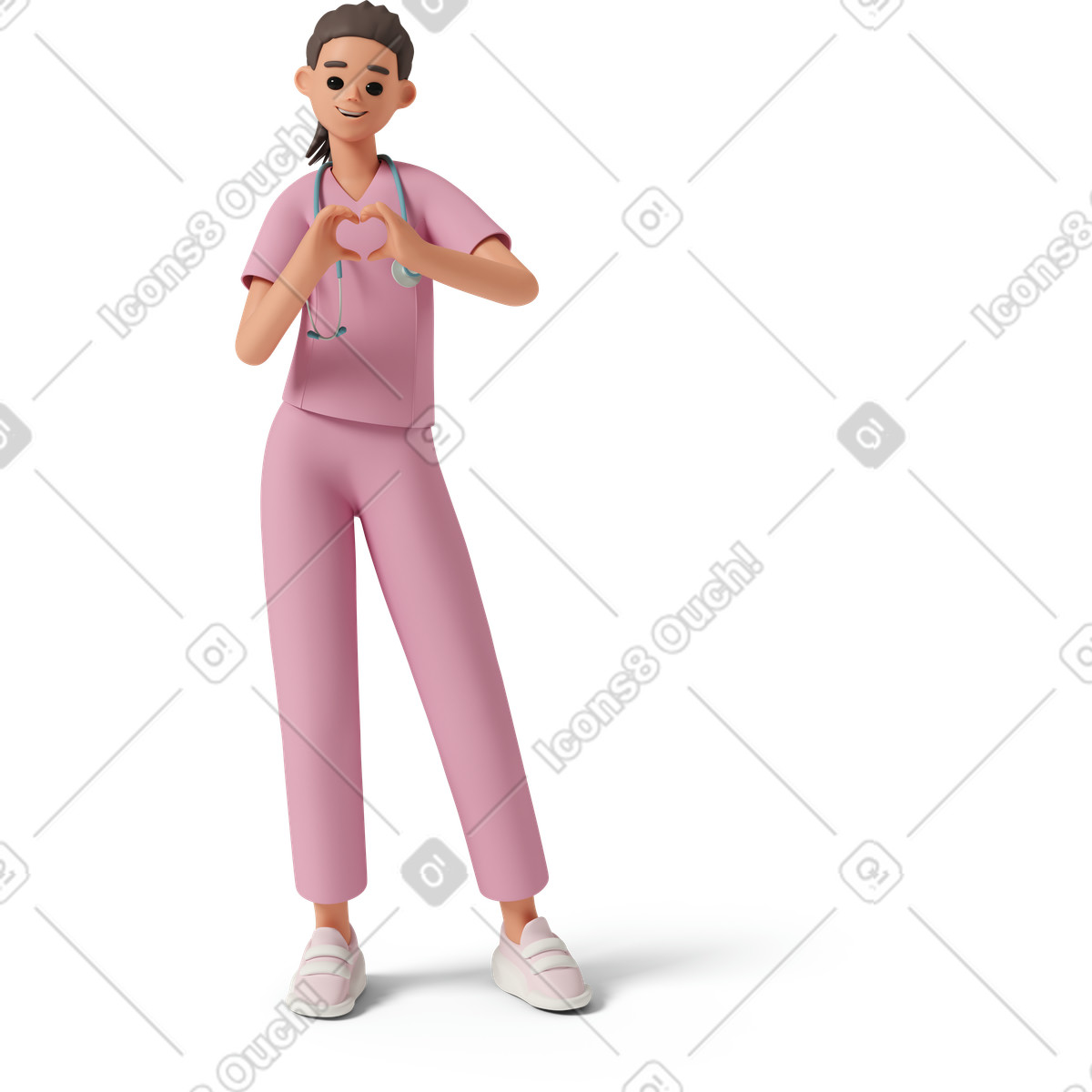 3D Casual life 스타일의 Doctor making heart hand 일러스트레이션 PNG, SVG 다운로드